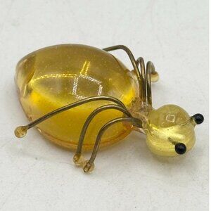 Vintage lucite amber bug insect brooch pin